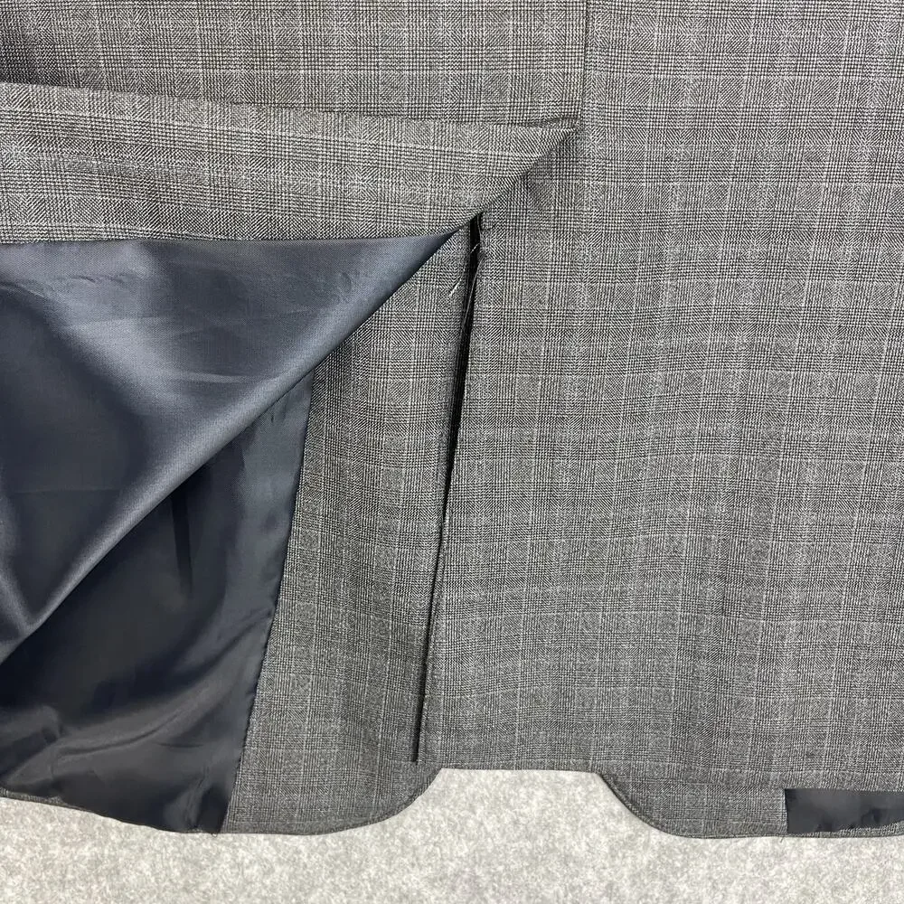 Circle‎ S Blazer Sport Coat Mens 46R Gray Glen Check 2 Button Western Cowboy